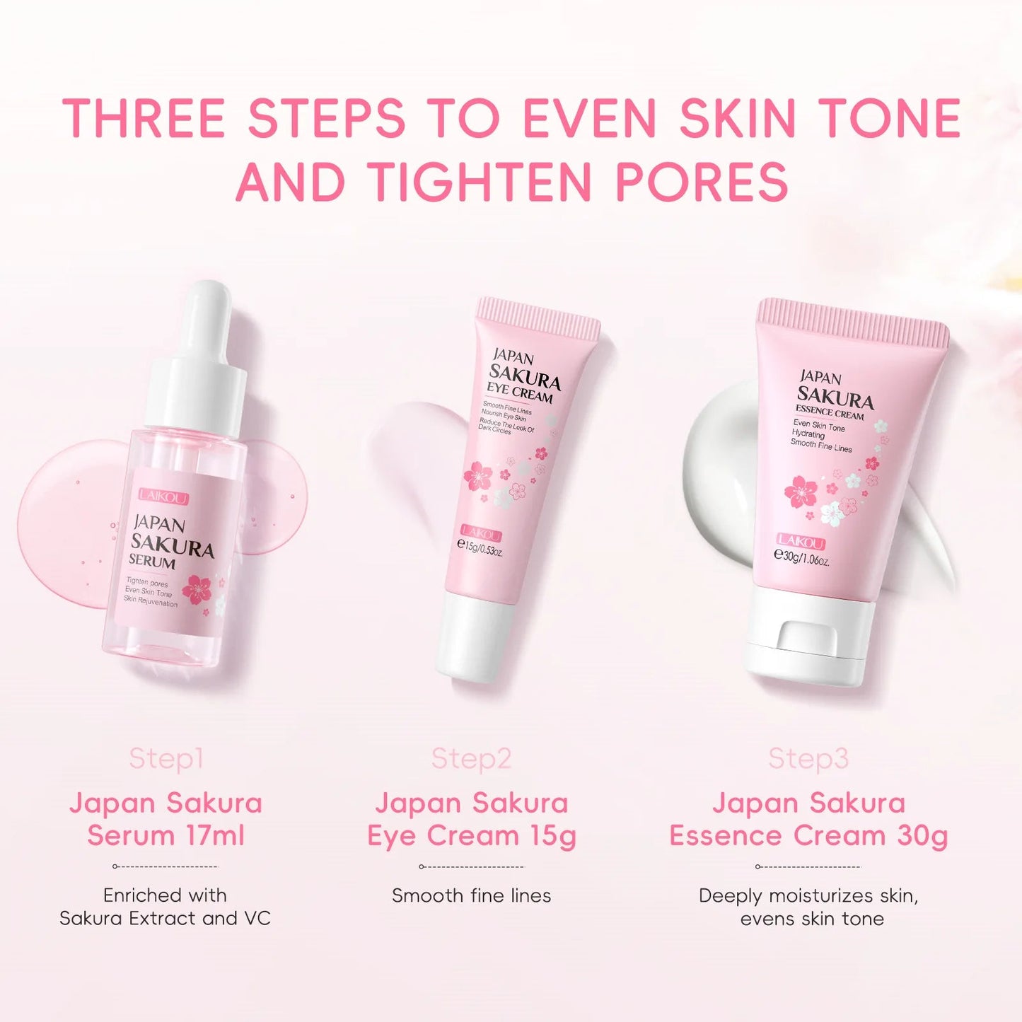 3pcs/set Sakura Skin Care Sets Face Cream Serum Eye Cream Face Beauty Products for Women Daily Moisturizing Skin Care Products - TheGlamTrend14:200021498SakuraSakura3pcs/set Sakura Skin Care Sets Face Cream Serum Eye Cream Face Beauty Products for Women Daily Moisturizing Skin Care Products