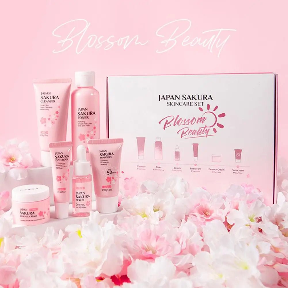 6pcs/Set Sakura Skin Care Sets Face Cream Serum Toner Facial Cleanser Sunscreen Eye Cream Face Skin Care Set Product Gift box - TheGlamTrend<none>6pcs/Set Sakura Skin Care Sets Face Cream Serum Toner Facial Cleanser Sunscreen Eye Cream Face Skin Care Set Product Gift box