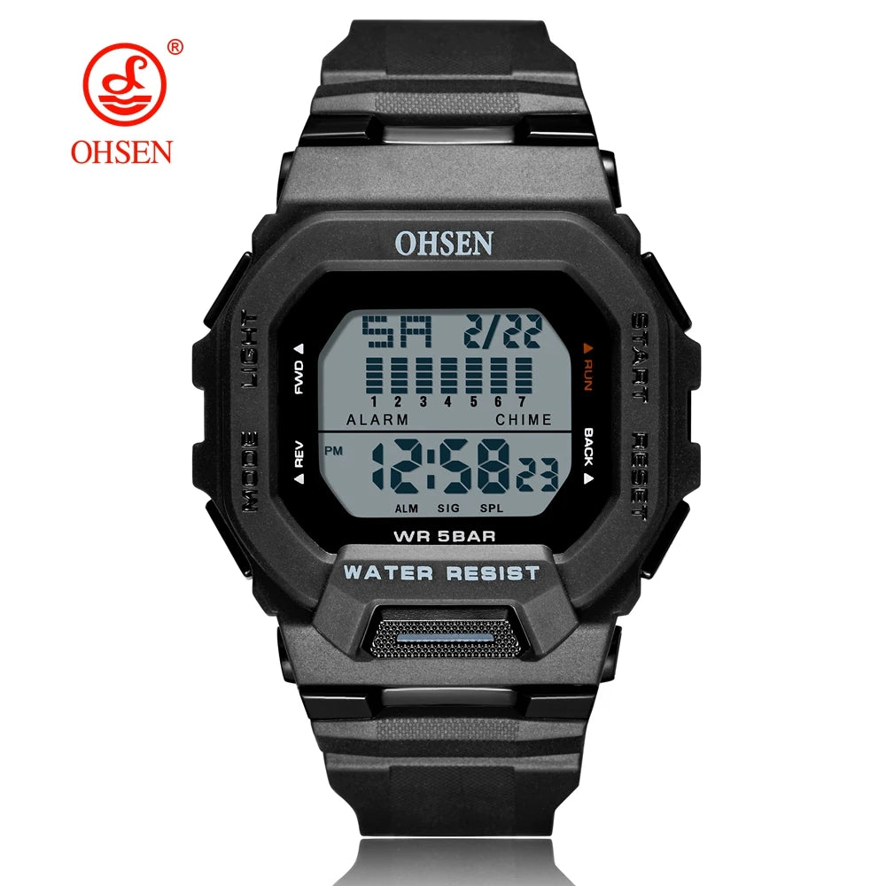Fashion OHSEN Hombre Male Digital Watches 5ATM Dive Man Mens Sports Green Wristwatches Hand clocks Man Watch Reloj Masculino