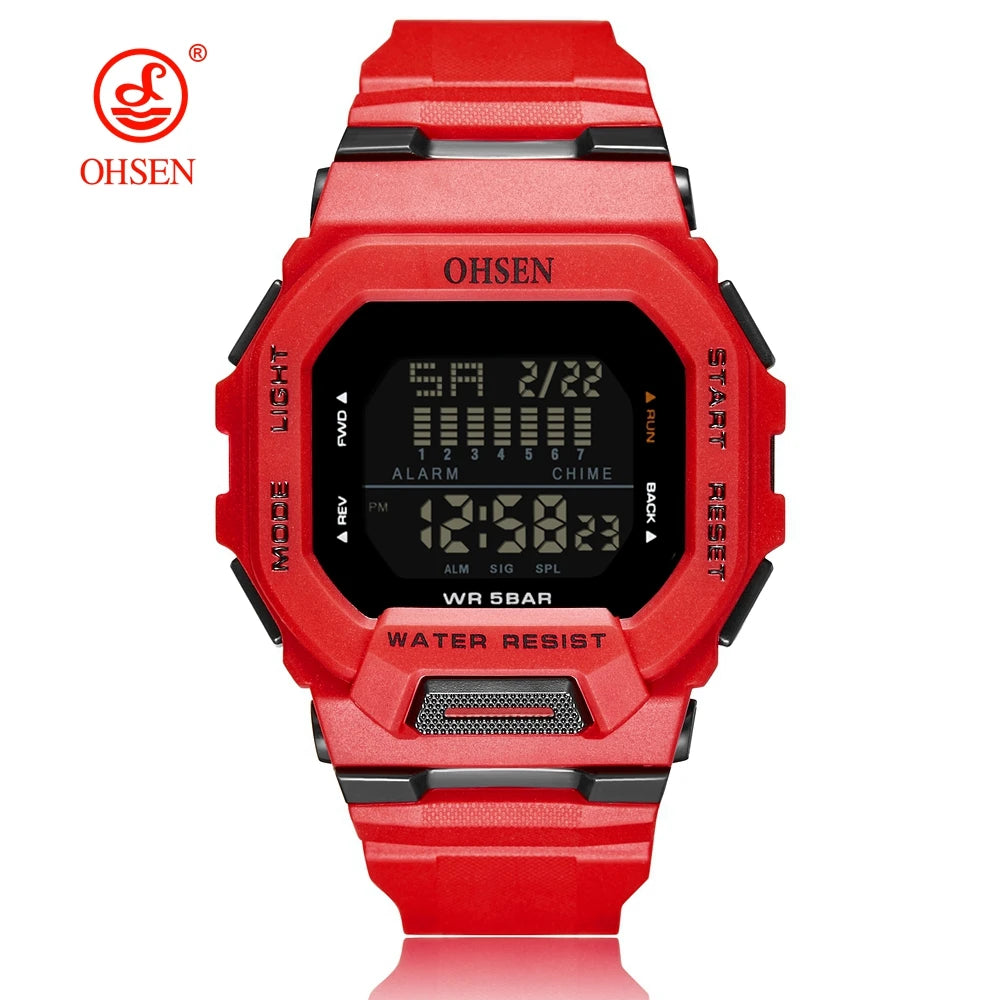 Fashion OHSEN Hombre Male Digital Watches 5ATM Dive Man Mens Sports Green Wristwatches Hand clocks Man Watch Reloj Masculino