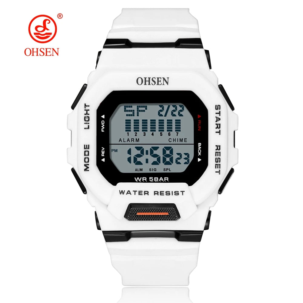 Fashion OHSEN Hombre Male Digital Watches 5ATM Dive Man Mens Sports Green Wristwatches Hand clocks Man Watch Reloj Masculino