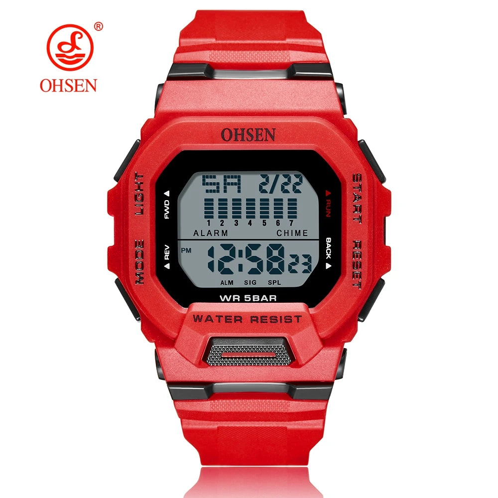 Fashion OHSEN Hombre Male Digital Watches 5ATM Dive Man Mens Sports Green Wristwatches Hand clocks Man Watch Reloj Masculino