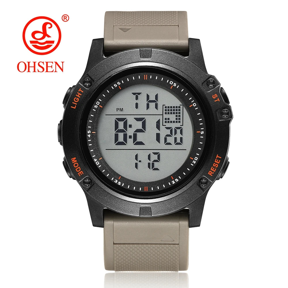 Men Watches Outdoor Sport Waterproof Digital Watch for Men Large LED Dial Fashion Khaki Military Wristwatch Relogio Masculino
