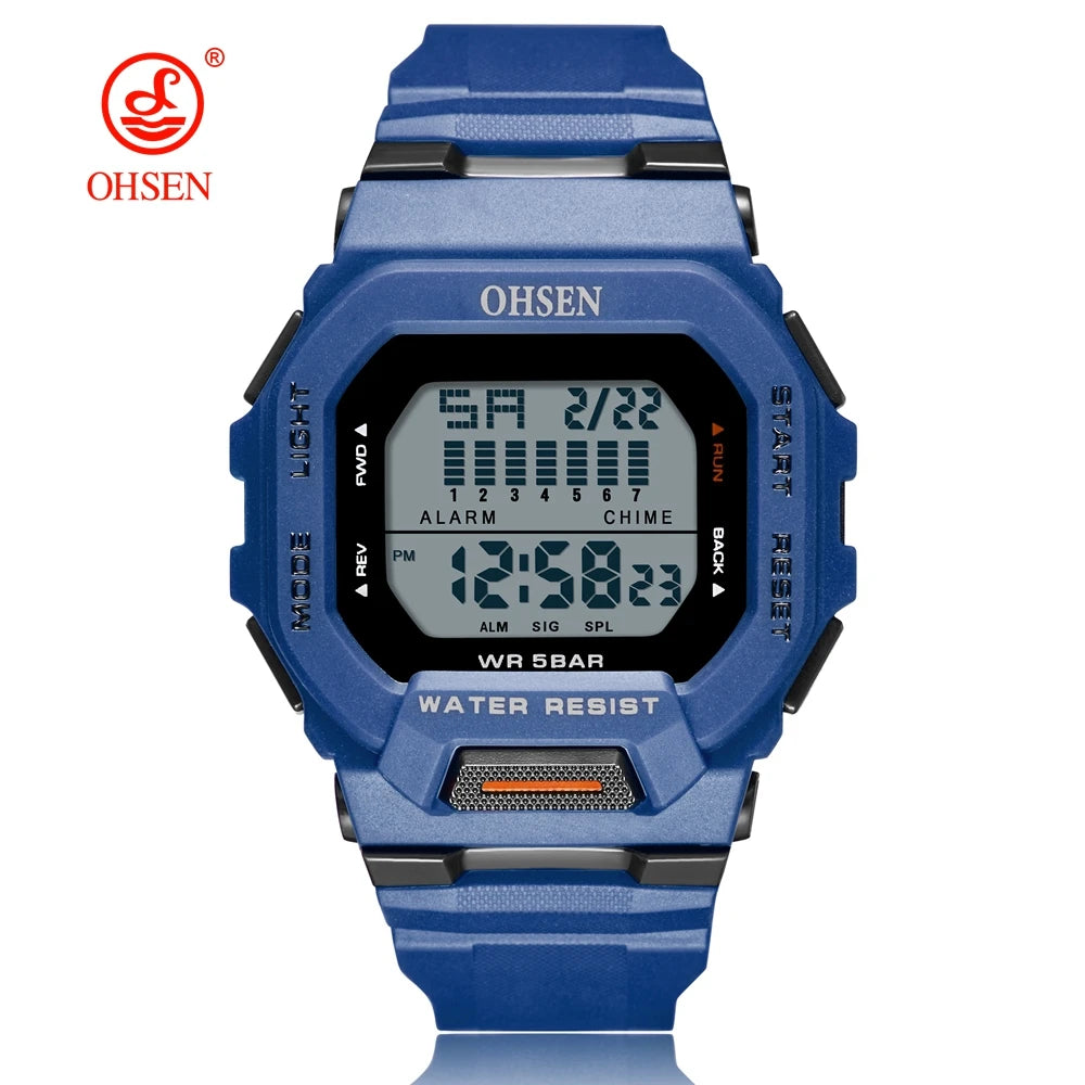 Fashion OHSEN Hombre Male Digital Watches 5ATM Dive Man Mens Sports Green Wristwatches Hand clocks Man Watch Reloj Masculino