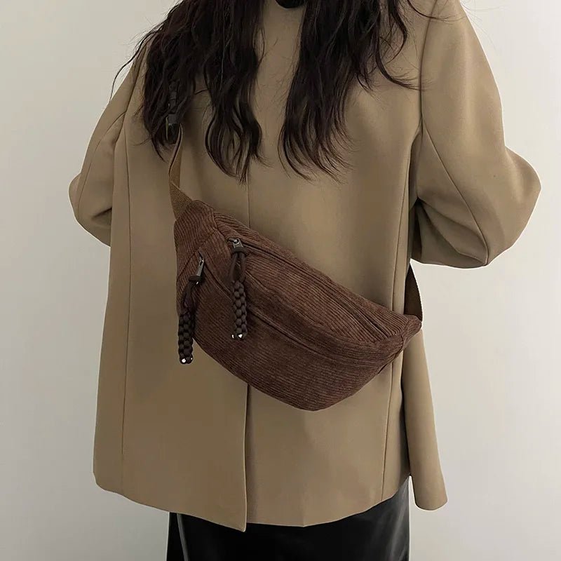 Casual Corduroy Belt Bags for Women Fashion Fanny Pack Female Banana Waist Bag Hip Purse Shoulder Crossbody Chest Bag Pocket - TheGlamTrend14:29WhiteWhiteCasual Corduroy Belt Bags for Women Fashion Fanny Pack Female Banana Waist Bag Hip Purse Shoulder Crossbody Chest Bag Pocket