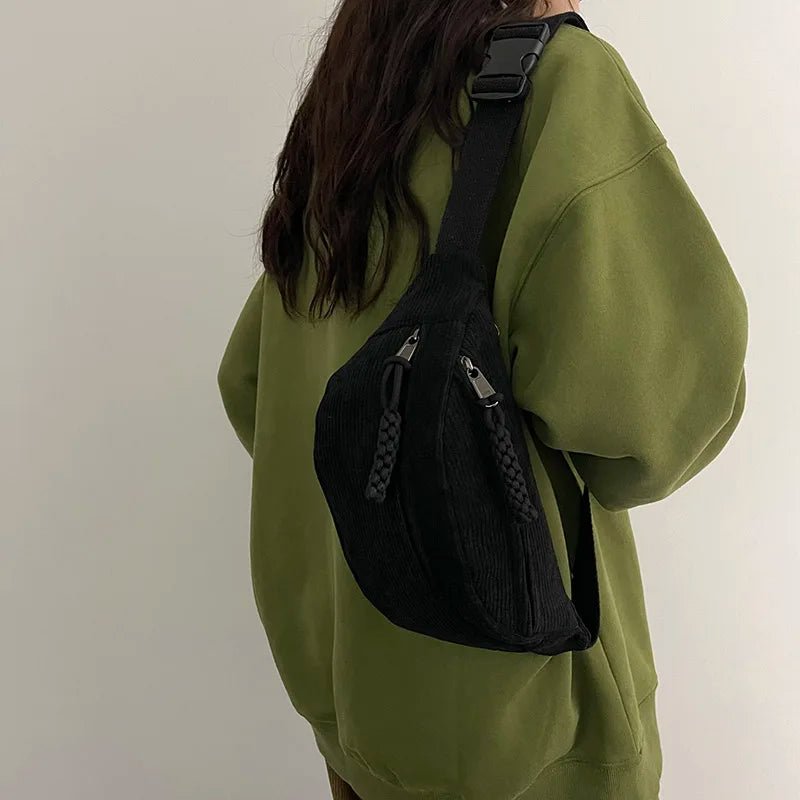 Casual Corduroy Belt Bags for Women Fashion Fanny Pack Female Banana Waist Bag Hip Purse Shoulder Crossbody Chest Bag Pocket - TheGlamTrend14:29WhiteWhiteCasual Corduroy Belt Bags for Women Fashion Fanny Pack Female Banana Waist Bag Hip Purse Shoulder Crossbody Chest Bag Pocket