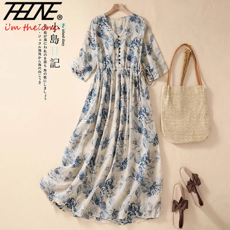 Dresses for Women Summer Casual Loose Print V Neck Short Sleeve Ropa de Mujer Pullover Robe Vestidos Cotton Vintage A - line Dress - TheGlamTrend14:173XJM3LC060A69901;5:361386XJM3LC060A69901MDresses for Women Summer Casual Loose Print V Neck Short Sleeve Ropa de Mujer Pullover Robe Vestidos Cotton Vintage A - line Dress