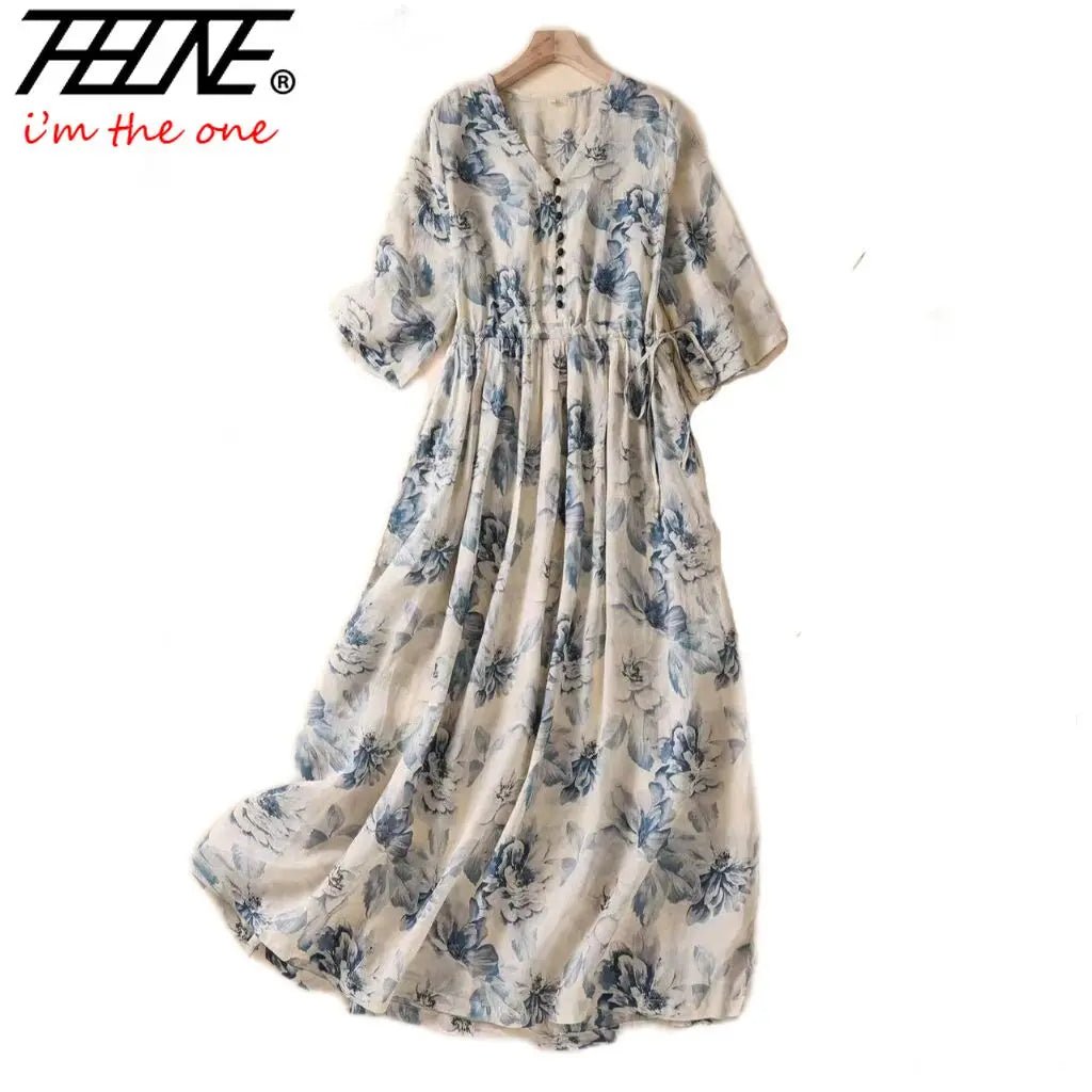 Dresses for Women Summer Casual Loose Print V Neck Short Sleeve Ropa de Mujer Pullover Robe Vestidos Cotton Vintage A - line Dress - TheGlamTrend14:173XJM3LC060A69901;5:361386XJM3LC060A69901MDresses for Women Summer Casual Loose Print V Neck Short Sleeve Ropa de Mujer Pullover Robe Vestidos Cotton Vintage A - line Dress
