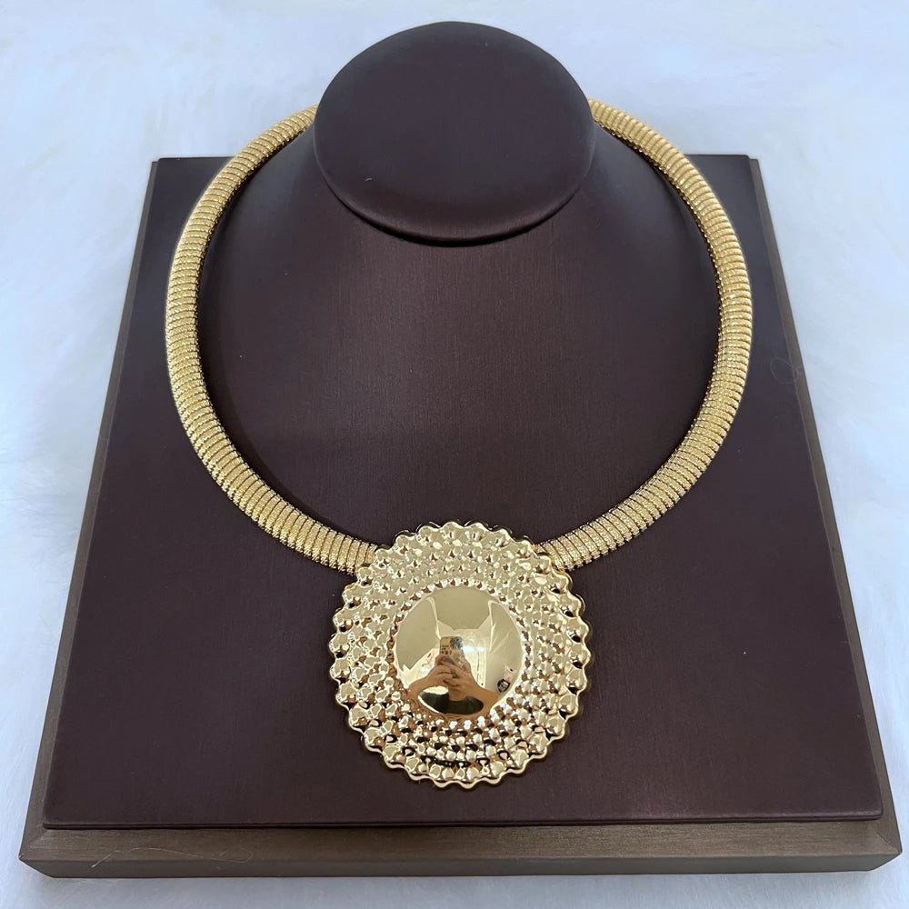 Dubai Jewelry Set for Women Round Beads Pendant Necklace and Earrings Gold Plated Jewelry for Weddings Bride Accessory Gift - TheGlamTrend200001033:361180Big SizeBig Size 1Dubai Jewelry Set for Women Round Beads Pendant Necklace and Earrings Gold Plated Jewelry for Weddings Bride Accessory Gift