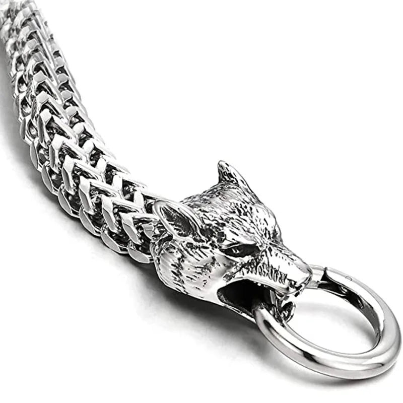 European and American Hip - hop Rock Fashion Personality Trendy Accessories for MEN'S Stainless Steel Wolf Head Bracelet - TheGlamTrend200000639:2832perimeter 21cm;200001034:201447815Steel colorperimeter 21cmEuropean and American Hip - hop Rock Fashion Personality Trendy Accessories for MEN'S Stainless Steel Wolf Head Bracelet