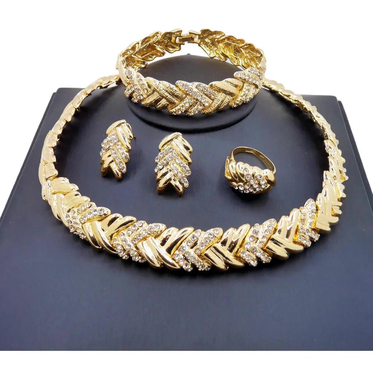 ewelry for Women Fashion Crystal Jewelry Set 18k Gold Plated Rhinestone Clear Crystal Necklace Earrings Accessories Gifts for Pr - TheGlamTrend200000369:699;200000639:200661028;200000783:29;200001033:361181Gold - color845cm|WHITEewelry for Women Fashion Crystal Jewelry Set 18k Gold Plated Rhinestone Clear Crystal Necklace Earrings Accessories Gifts for Pr