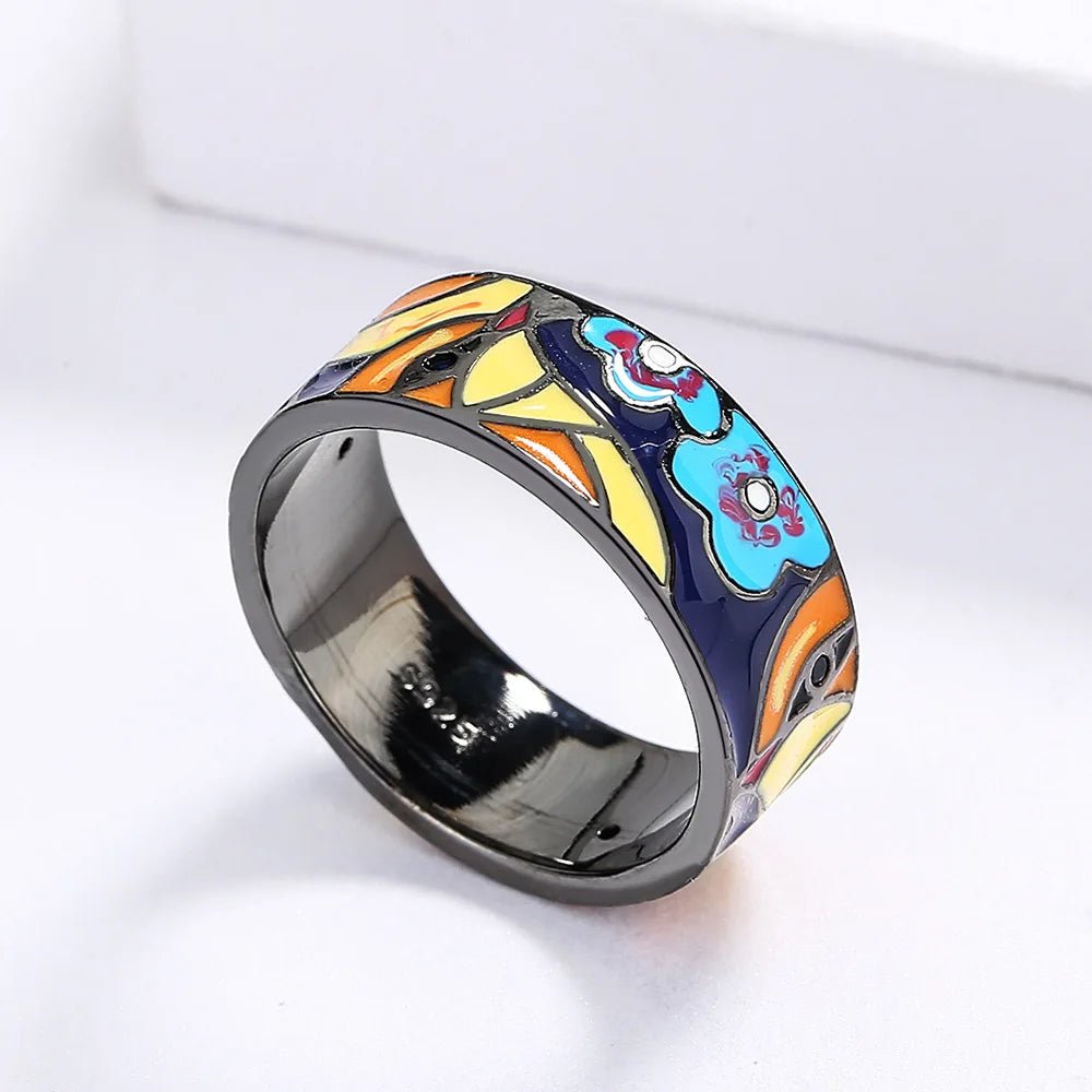 Exquisite Jewelry Rings for Women Blue Bird Flower Enamel Fine Jewelry Black Handmade Gifts - TheGlamTrend200000369:3502629Exquisite Jewelry Rings for Women Blue Bird Flower Enamel Fine Jewelry Black Handmade Gifts
