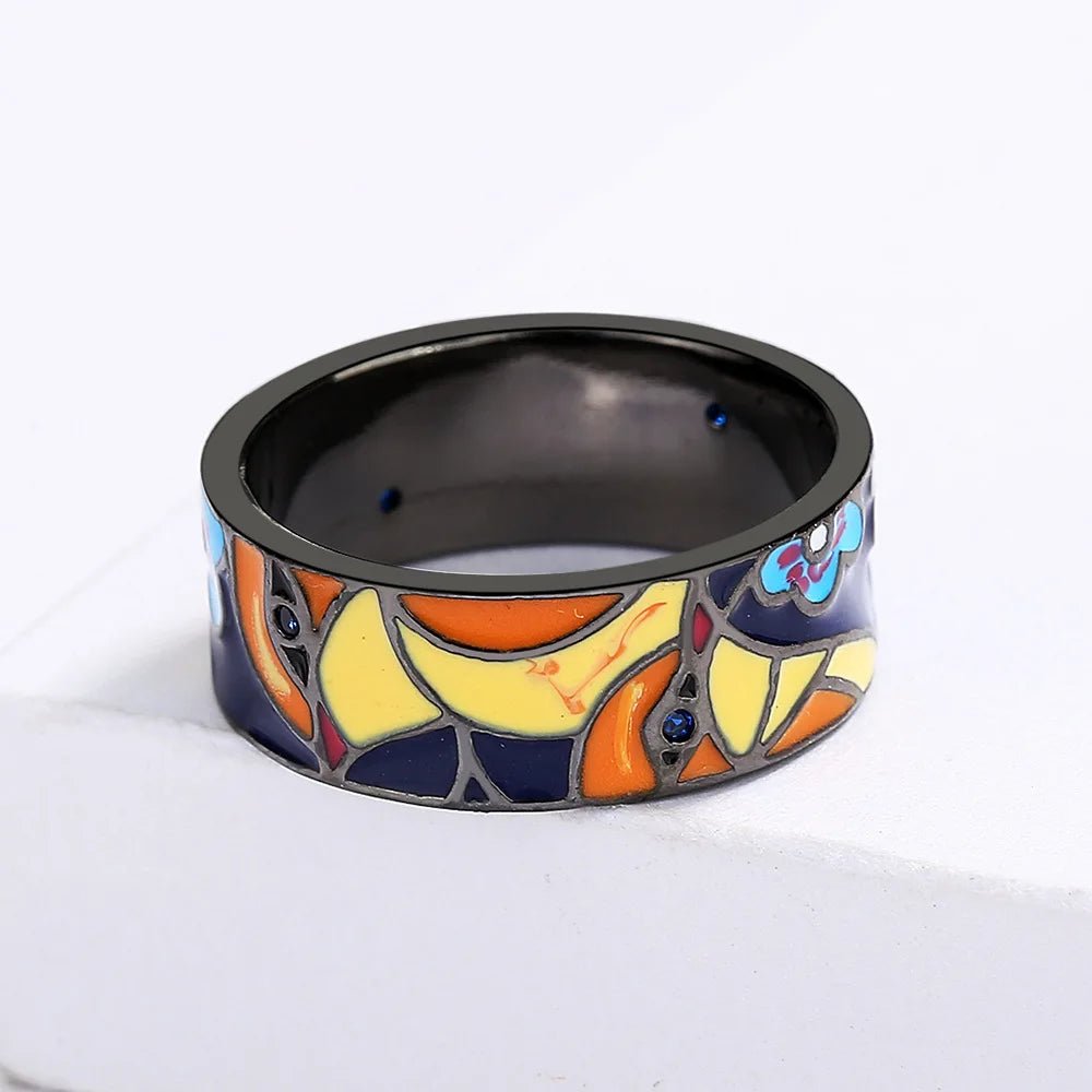Exquisite Jewelry Rings for Women Blue Bird Flower Enamel Fine Jewelry Black Handmade Gifts - TheGlamTrend200000369:3502629Exquisite Jewelry Rings for Women Blue Bird Flower Enamel Fine Jewelry Black Handmade Gifts
