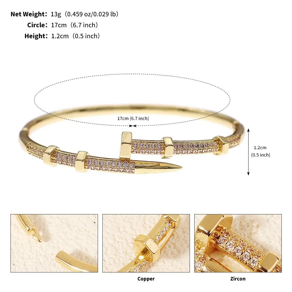Female Jewelry Nail Bracelets Trendy Bracelet Zircon Screw Bracelet For Women Everyday Party Festive Jewelry As Gifts - TheGlamTrend200001033:361181BS - J5507SBS - J5507SFemale Jewelry Nail Bracelets Trendy Bracelet Zircon Screw Bracelet For Women Everyday Party Festive Jewelry As Gifts