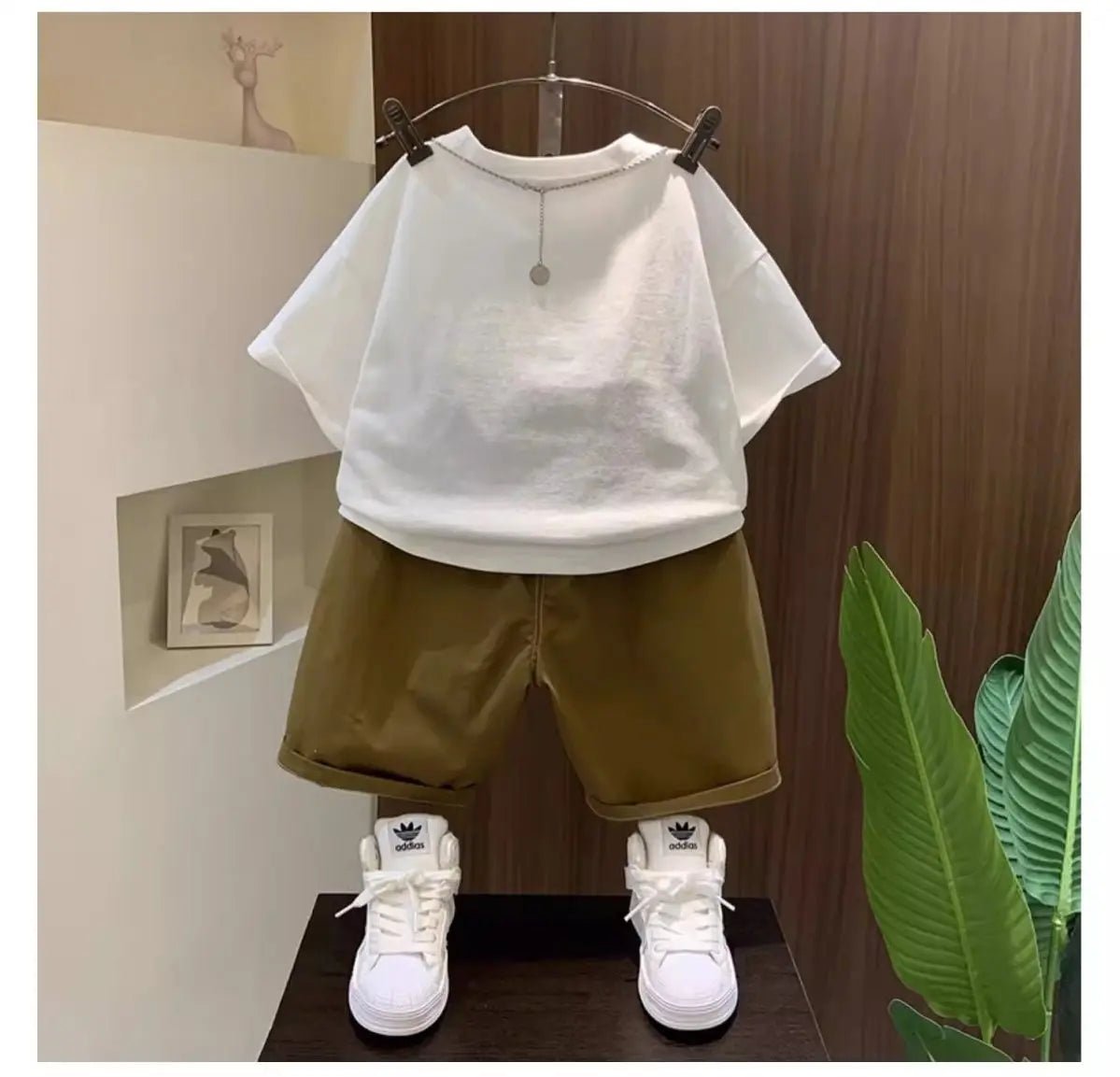 Kids Clothing Suit Boys Summer Short sleeved Set New Korean Edition Fashionable Children's T-shirt and Shorts Two Piece Set - TheGlamTrend14:29;200000463:2000041938 - 9T 150CMWHITE8 - 9T 150CMKids Clothing Suit Boys Summer Short sleeved Set New Korean Edition Fashionable Children's T-shirt and Shorts Two Piece Set