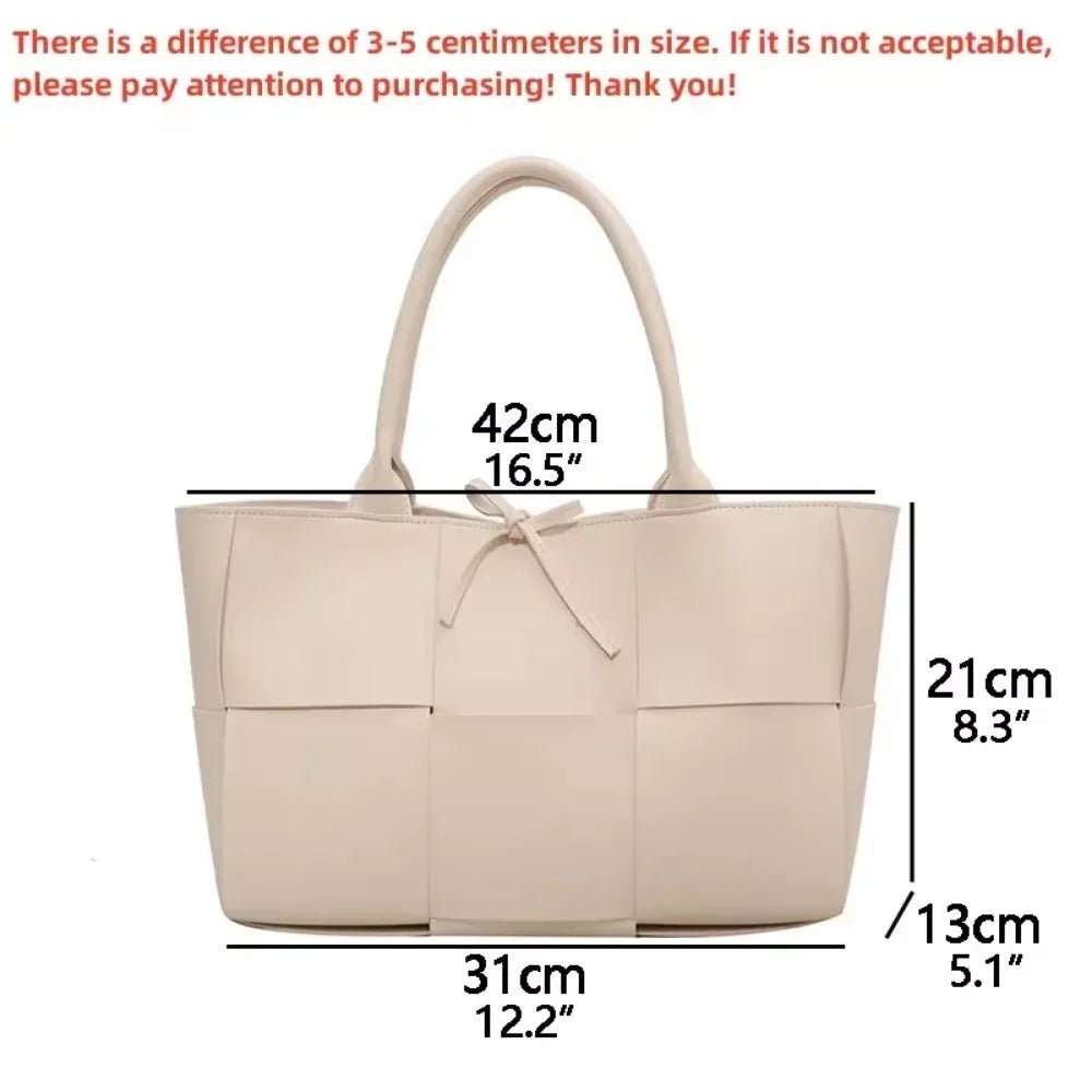 Large Capacity Handbags for Women 2022 Fashion Leather Woven Tote Bags Designer Solid Color Lacing Plaid PU Shoulder Bags - TheGlamTrend14:771BKBKLarge Capacity Handbags for Women 2022 Fashion Leather Woven Tote Bags Designer Solid Color Lacing Plaid PU Shoulder Bags