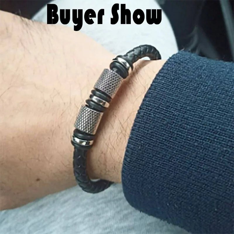 New In Men Genuine Leather Bracelet Novel Atrract Magentic Braclet Homme Punk Jewelry Accessories Bangle Cable Brazalete Gift - TheGlamTrend200001034:361180GoldcolorGoldcolorNew In Men Genuine Leather Bracelet Novel Atrract Magentic Braclet Homme Punk Jewelry Accessories Bangle Cable Brazalete Gift