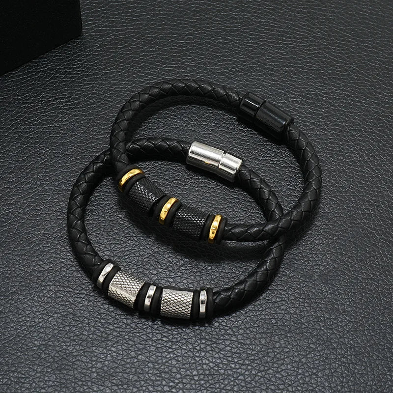 New In Men Genuine Leather Bracelet Novel Atrract Magentic Braclet Homme Punk Jewelry Accessories Bangle Cable Brazalete Gift - TheGlamTrend200001034:361180GoldcolorGoldcolorNew In Men Genuine Leather Bracelet Novel Atrract Magentic Braclet Homme Punk Jewelry Accessories Bangle Cable Brazalete Gift