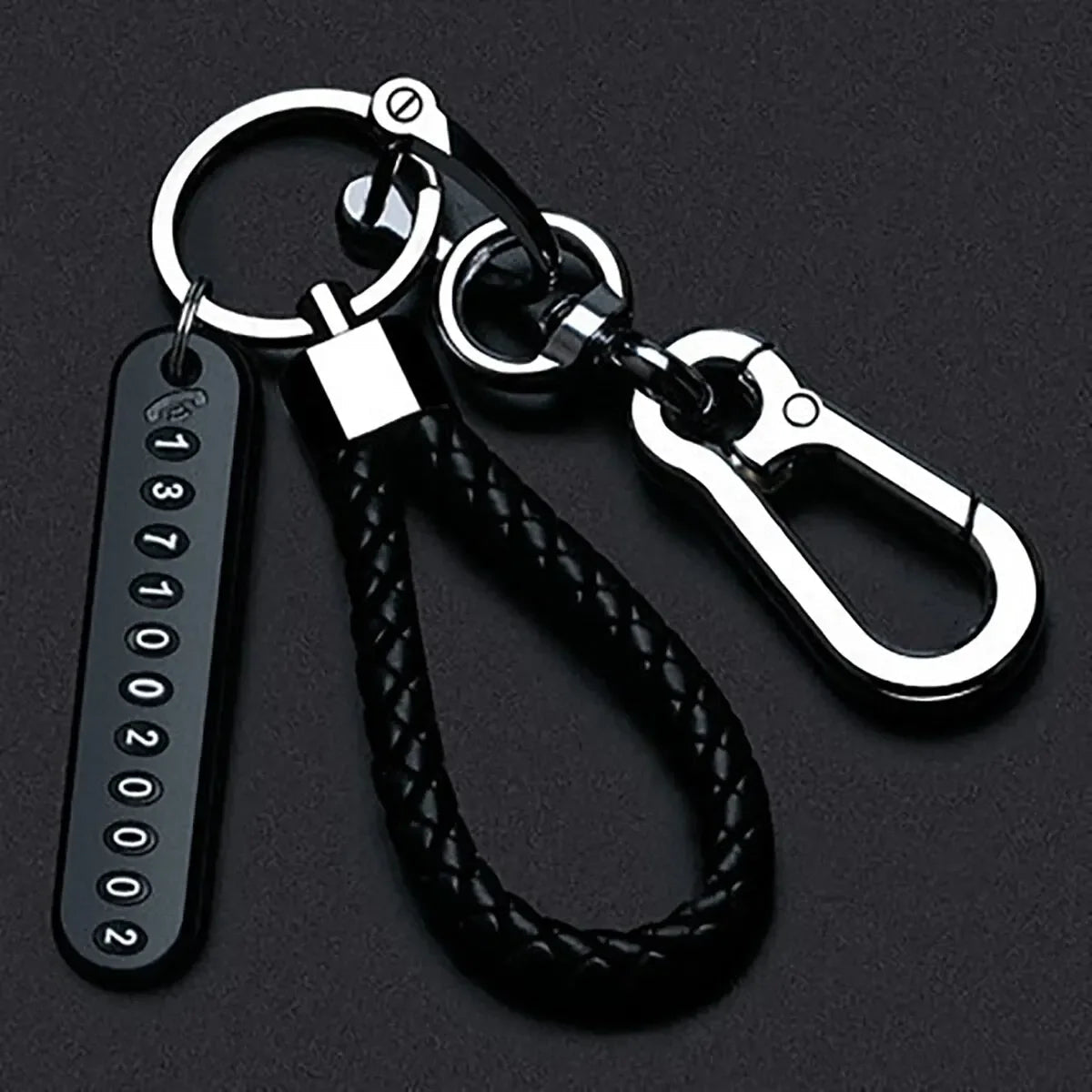 Trendy DIY Mobile Phone Number Plate Pendant Keychain for Men Punk Simple Woven Leather Rope Anti - lost Car Key Chain Accessories - TheGlamTrend14:29Style 2Style 2Trendy DIY Mobile Phone Number Plate Pendant Keychain for Men Punk Simple Woven Leather Rope Anti - lost Car Key Chain Accessories