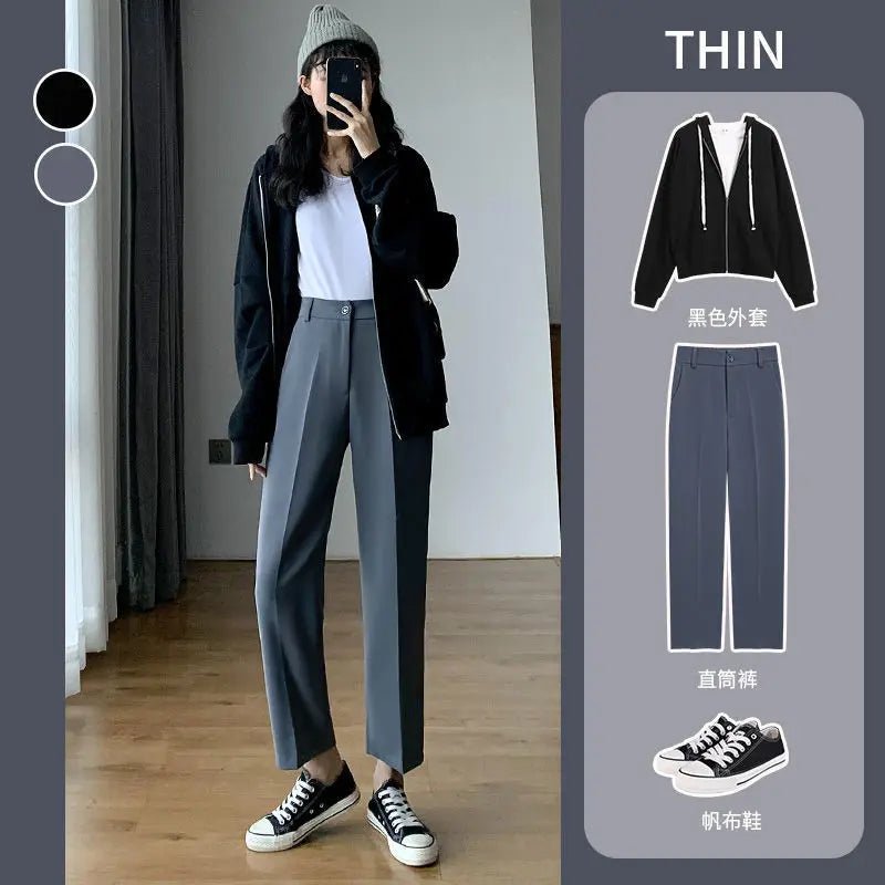 Trousers for Women Summer Women's Suit Pants 2024 White High Waist Fluid Korean Style Wide Leg Palazzo Straight Fashion Casual - TheGlamTrend14:200004890White Trousers;5:3613854XLWhite Trousers4XLTrousers for Women Summer Women's Suit Pants 2024 White High Waist Fluid Korean Style Wide Leg Palazzo Straight Fashion Casual
