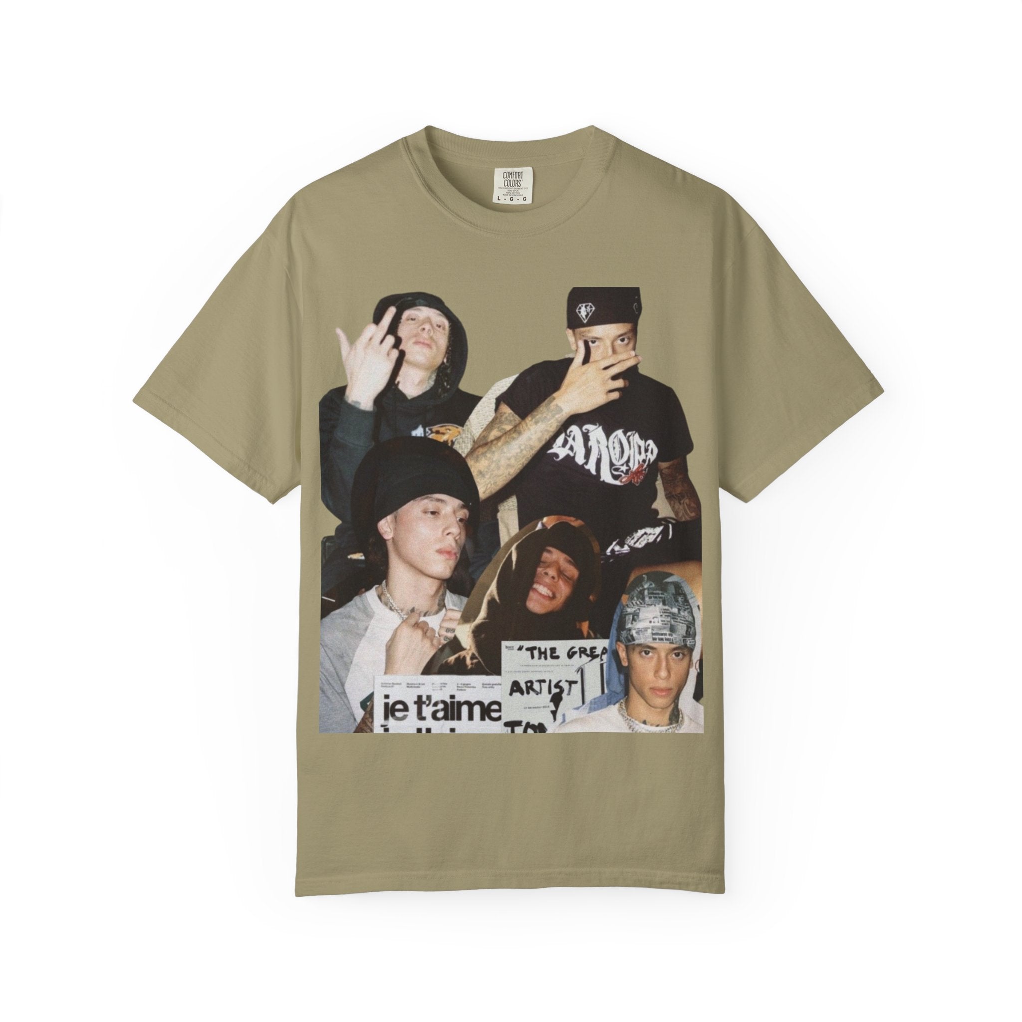 Rap Collage T-Shirt — Photo Band Graphic Tee (je t'aime)