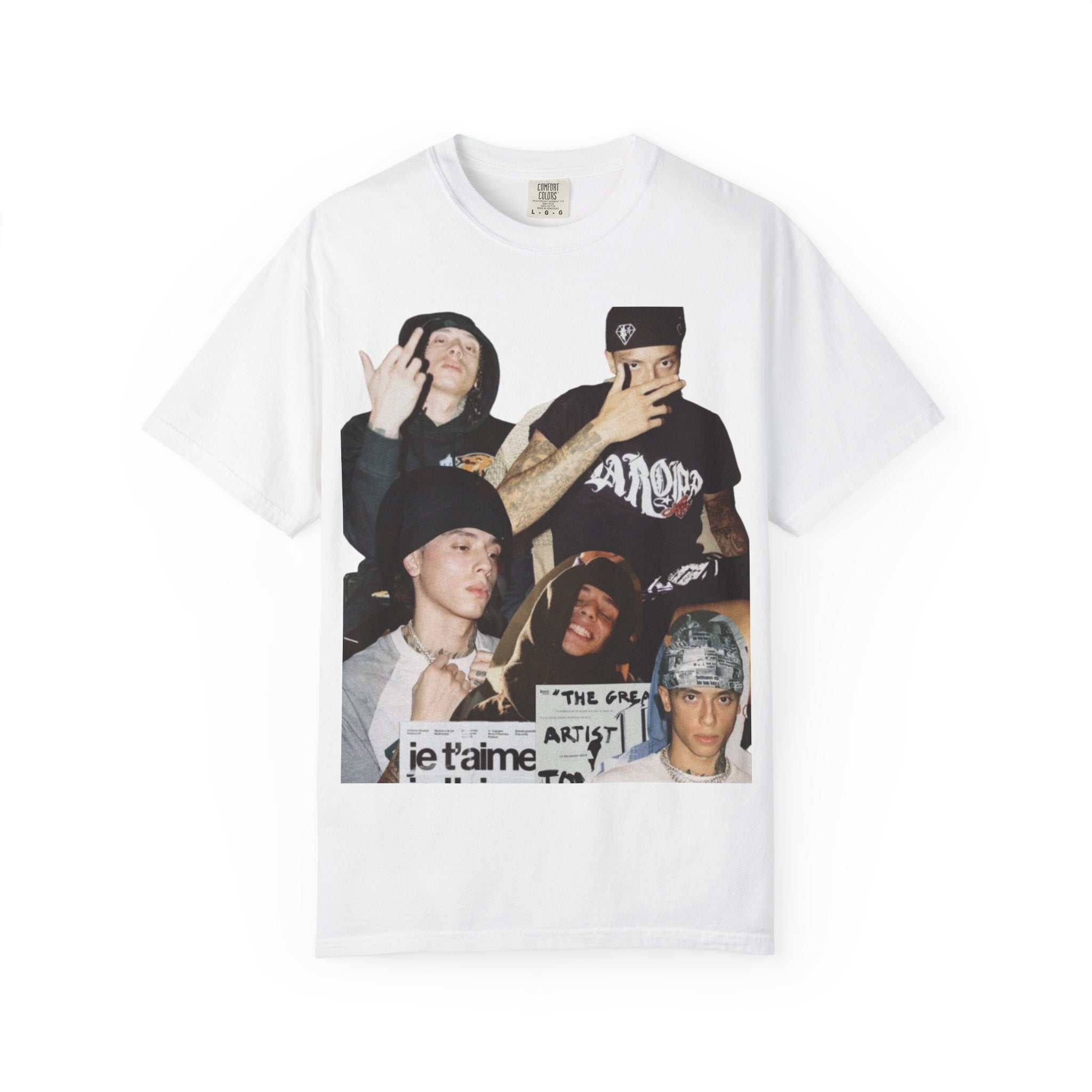 Rap Collage T-Shirt — Photo Band Graphic Tee (je t'aime)