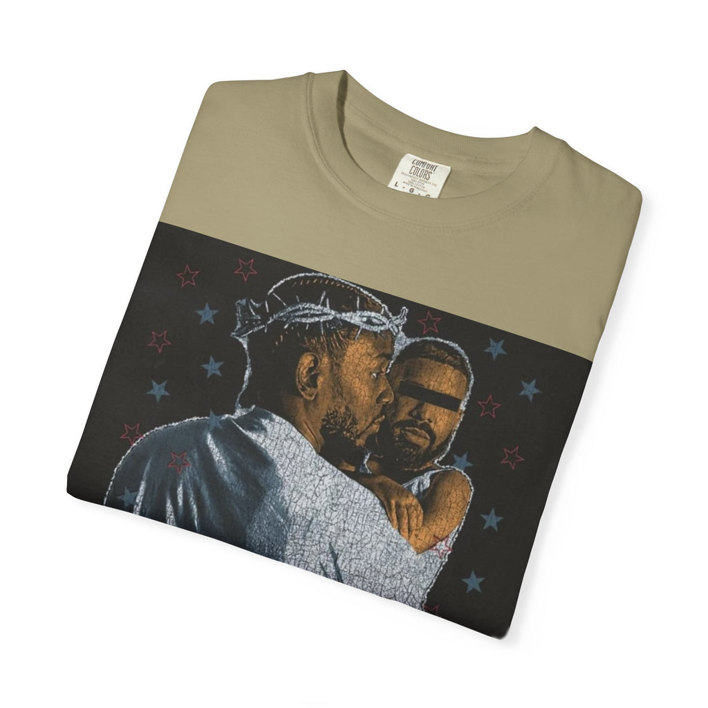 T-Shirt — 'Not Like Us' Graphic Tee (Vintage Religious Embrace Design)