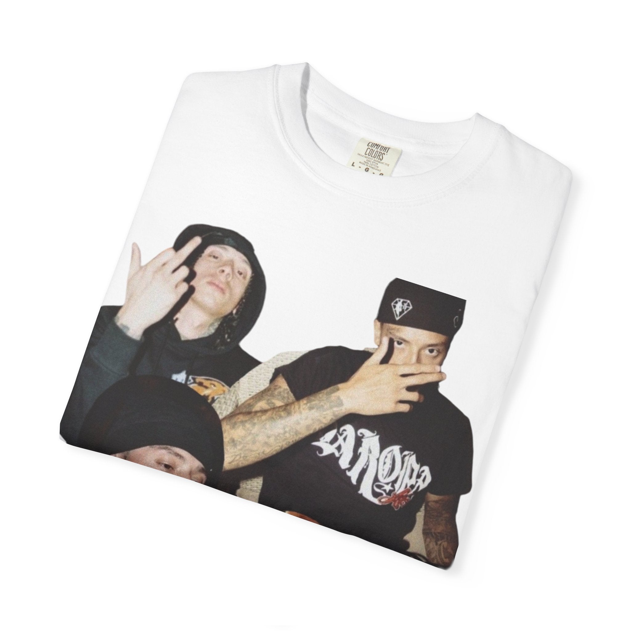 Rap Collage T-Shirt — Photo Band Graphic Tee (je t'aime)