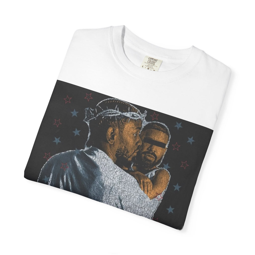 T-Shirt — 'Not Like Us' Graphic Tee (Vintage Religious Embrace Design)