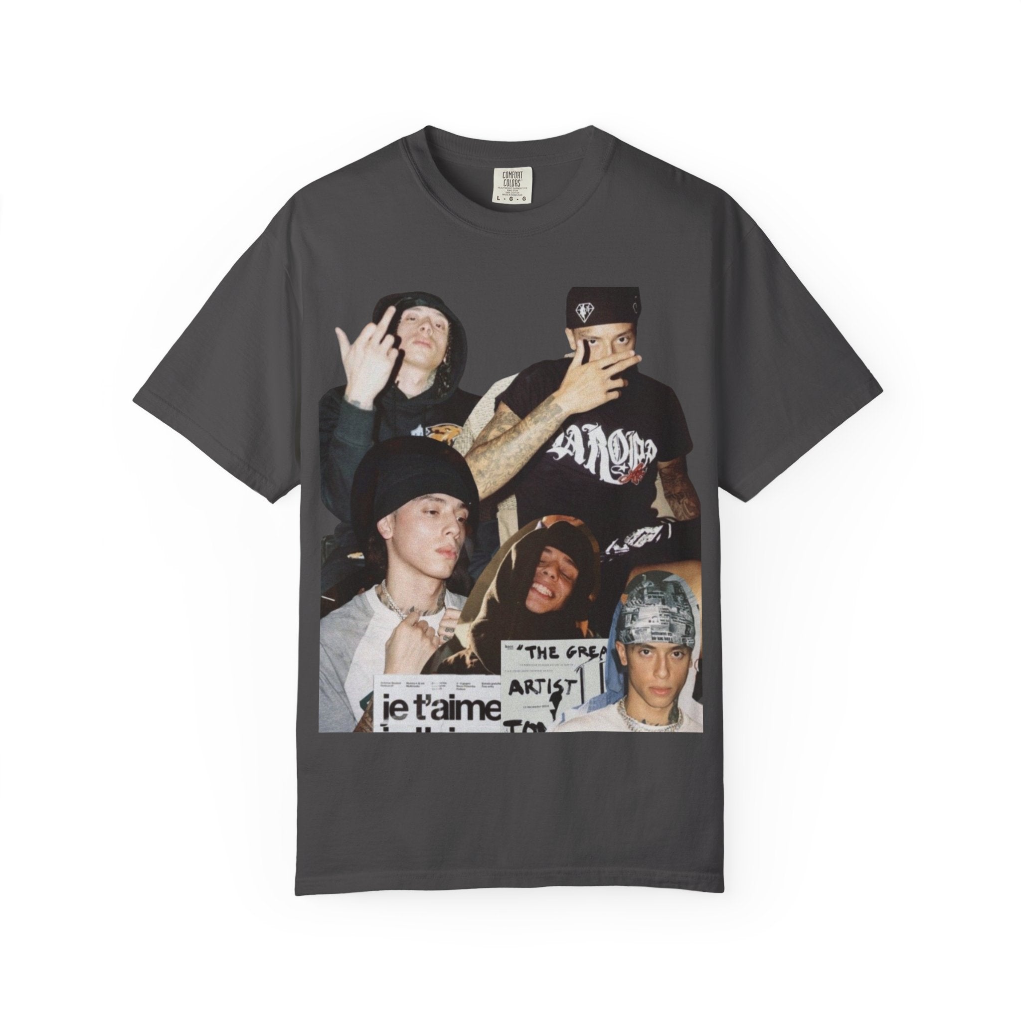 Rap Collage T-Shirt — Photo Band Graphic Tee (je t'aime)