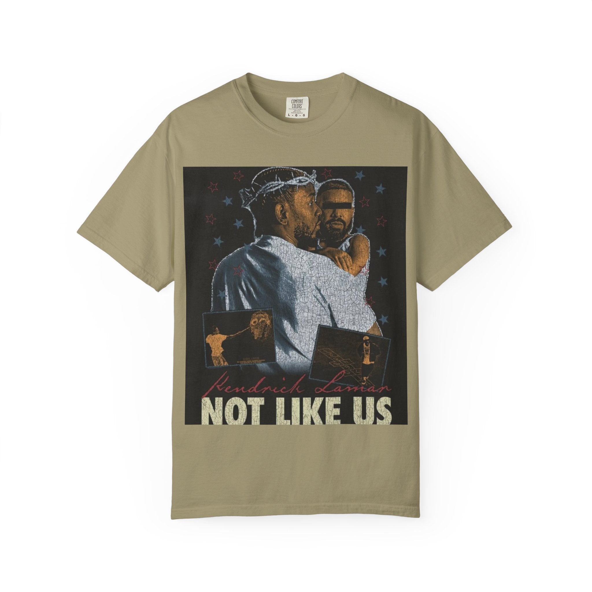 T-Shirt — 'Not Like Us' Graphic Tee (Vintage Religious Embrace Design)
