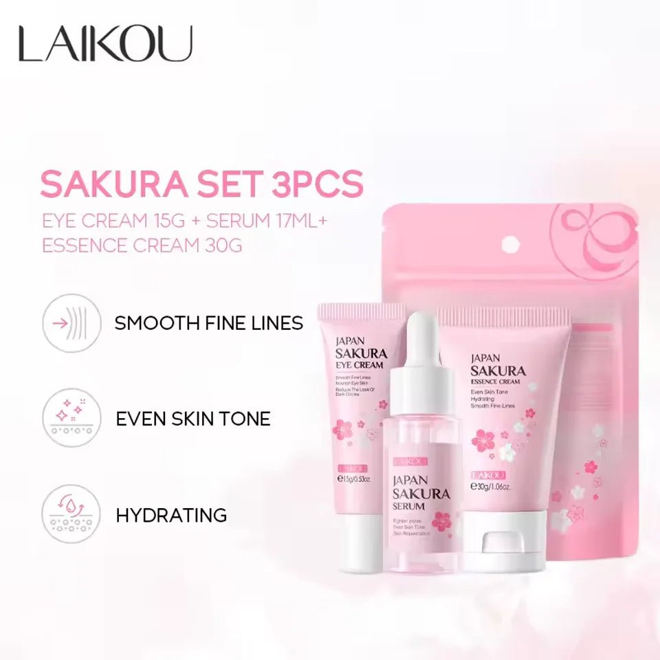 3pcs/set Sakura Skin Care Sets Face Cream Serum Eye Cream Face Beauty Products for Women Daily Moisturizing Skin Care Products - TheGlamTrend14:200021498SakuraSakura3pcs/set Sakura Skin Care Sets Face Cream Serum Eye Cream Face Beauty Products for Women Daily Moisturizing Skin Care Products