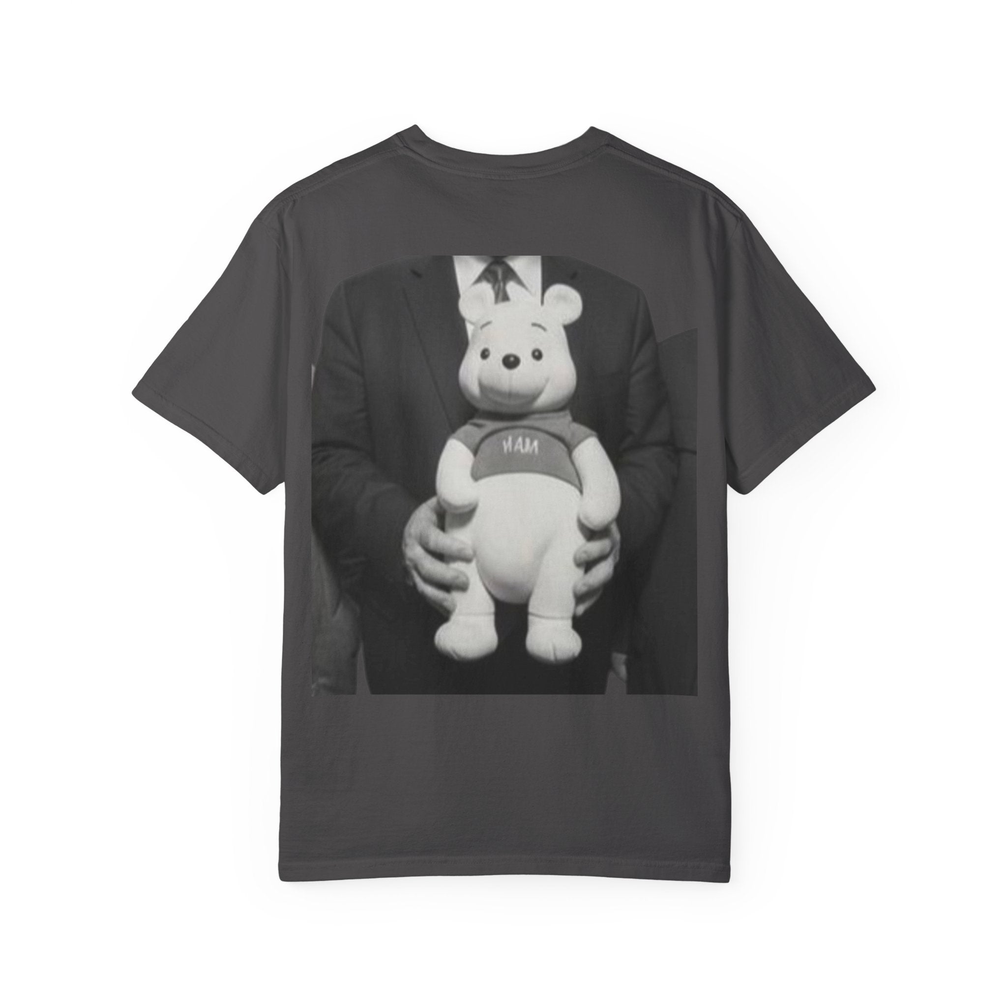 Satirical Political Photo Tee — Leaders Holding Teddy Bear Graphic T-Shirt