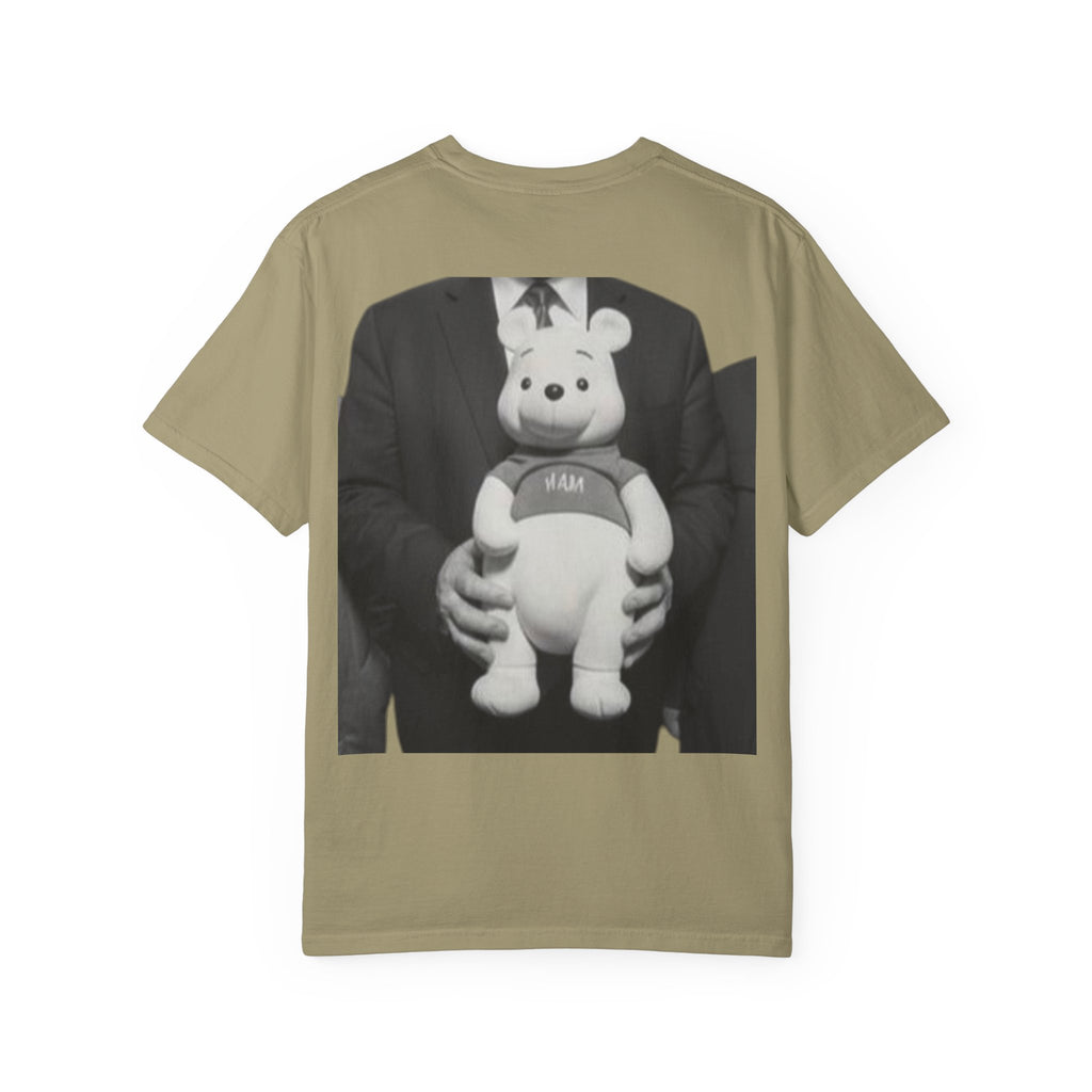 Satirical Political Photo Tee — Leaders Holding Teddy Bear Graphic T-Shirt