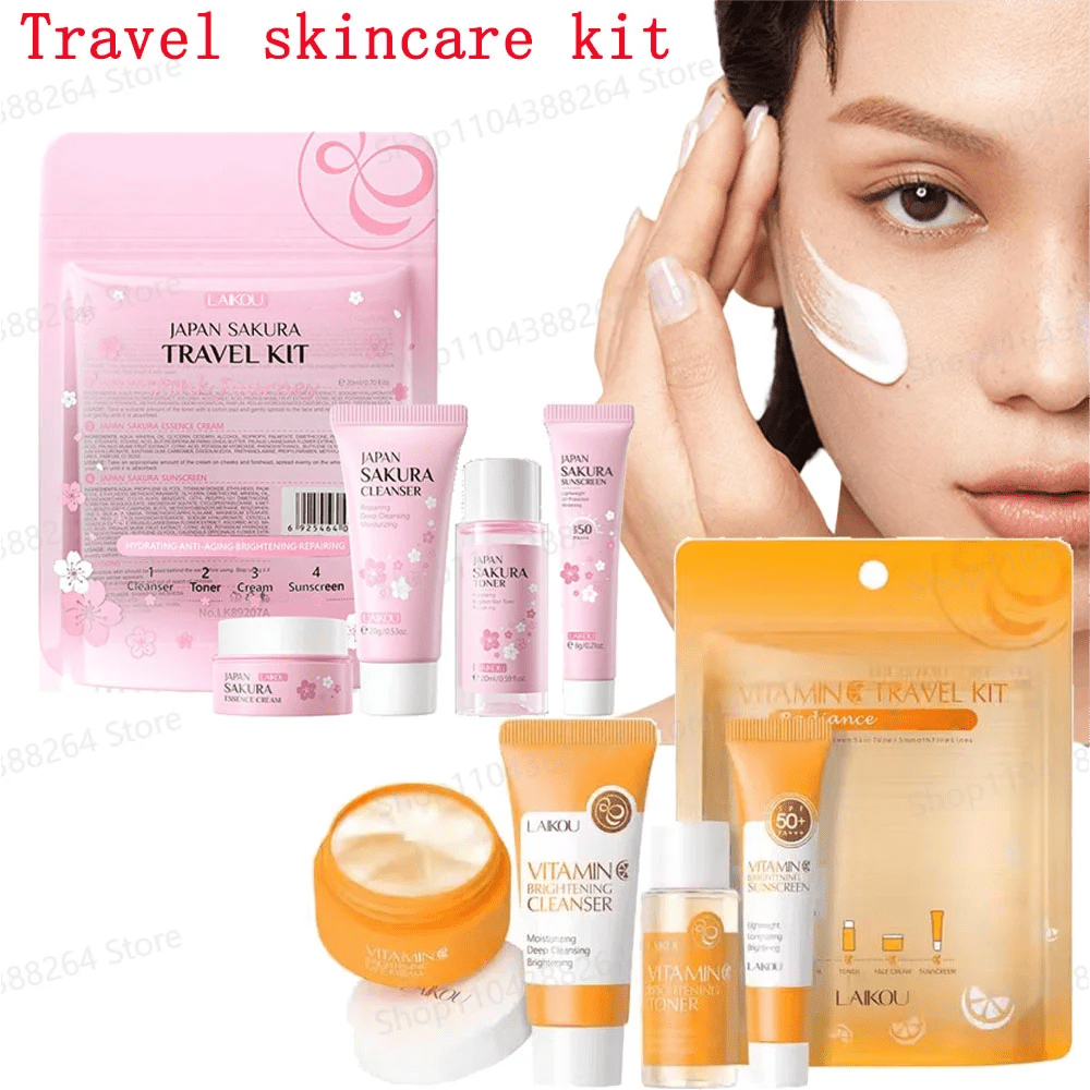 4pcs/Bag Sakura Skin Care Sets Facial Cleanser Cream Face Toner Sunscreen Products Moisturizing Smoothing Nourishing Travel Kit - TheGlamTrend14:173BB4pcs/Bag Sakura Skin Care Sets Facial Cleanser Cream Face Toner Sunscreen Products Moisturizing Smoothing Nourishing Travel Kit