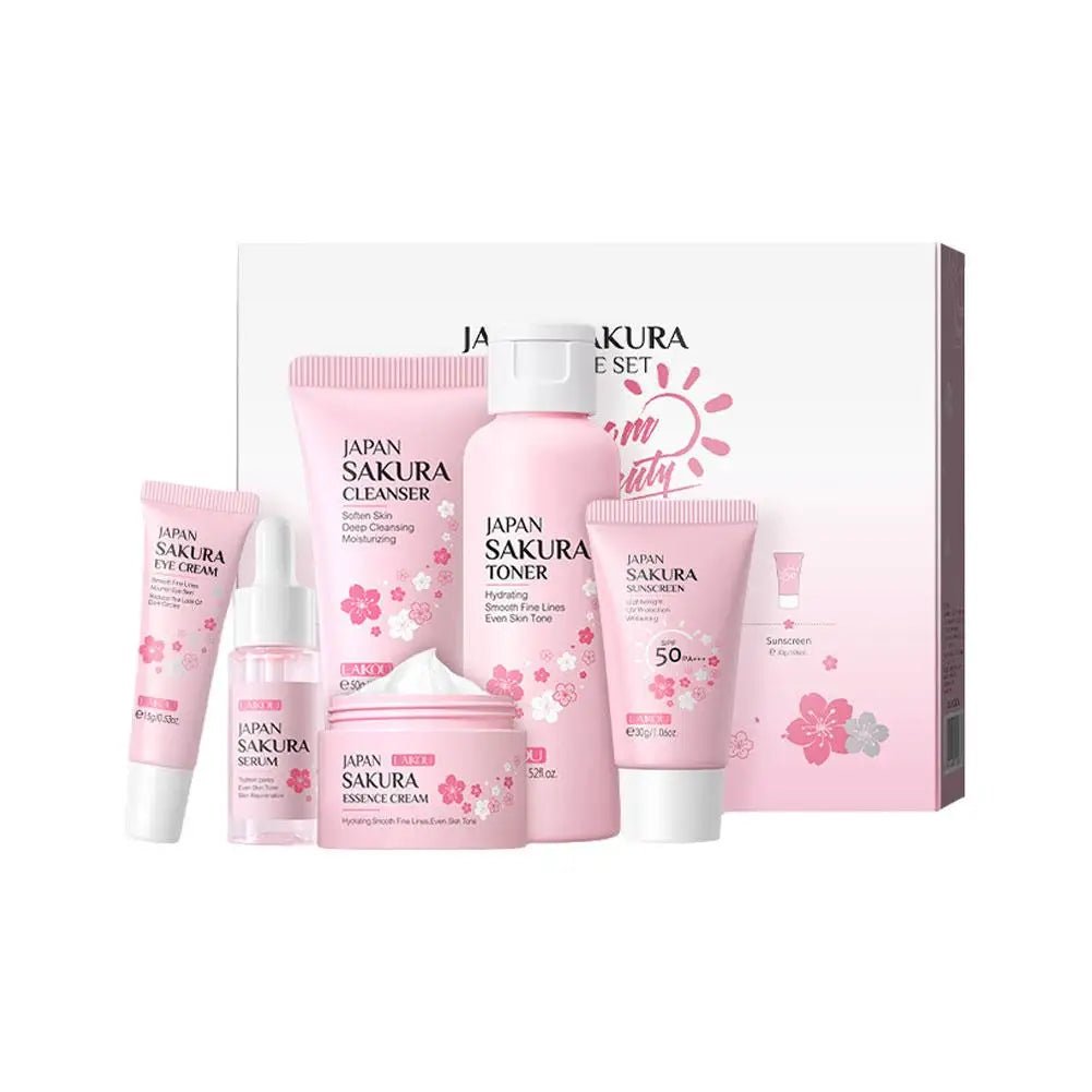 6pcs/Set Sakura Skin Care Sets Face Cream Serum Toner Facial Cleanser Sunscreen Eye Cream Face Skin Care Set Product Gift box - TheGlamTrend<none>6pcs/Set Sakura Skin Care Sets Face Cream Serum Toner Facial Cleanser Sunscreen Eye Cream Face Skin Care Set Product Gift box
