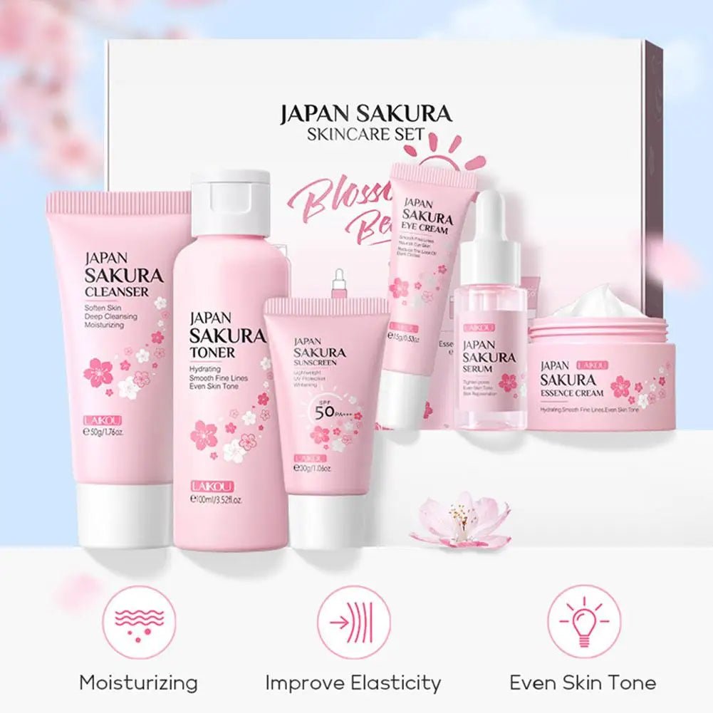 6pcs/Set Sakura Skin Care Sets Face Cream Serum Toner Facial Cleanser Sunscreen Eye Cream Face Skin Care Set Product Gift box - TheGlamTrend<none>6pcs/Set Sakura Skin Care Sets Face Cream Serum Toner Facial Cleanser Sunscreen Eye Cream Face Skin Care Set Product Gift box