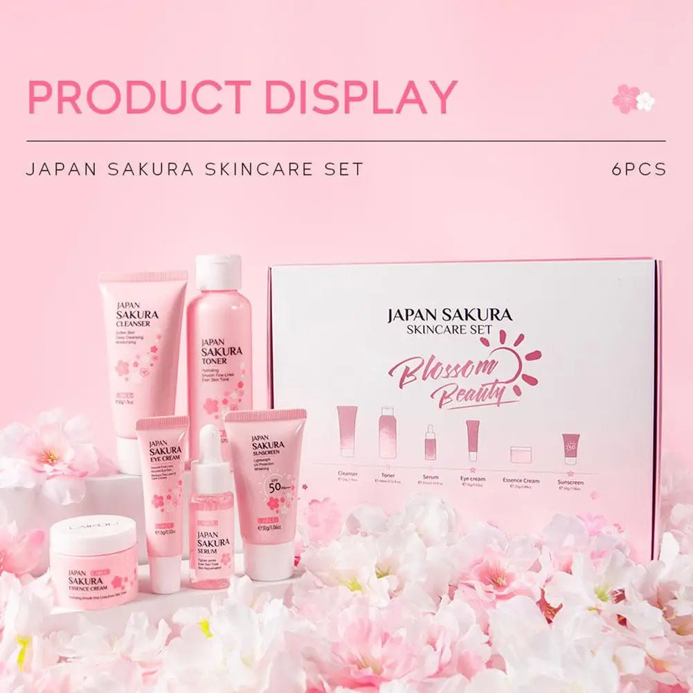6pcs/Set Sakura Skin Care Sets Face Cream Serum Toner Facial Cleanser Sunscreen Eye Cream Face Skin Care Set Product Gift box - TheGlamTrend<none>6pcs/Set Sakura Skin Care Sets Face Cream Serum Toner Facial Cleanser Sunscreen Eye Cream Face Skin Care Set Product Gift box