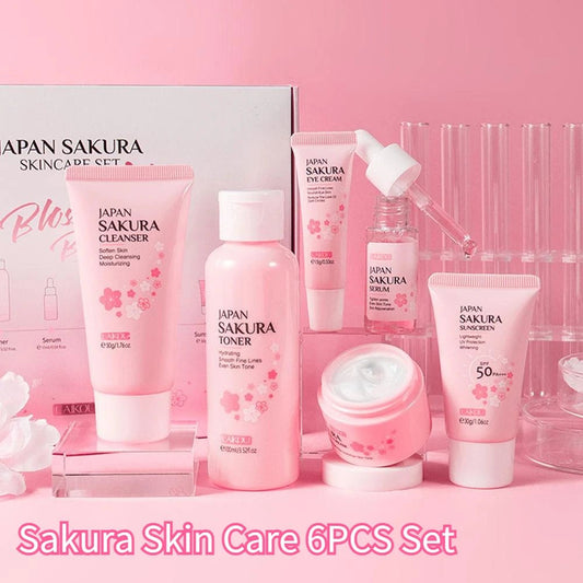 6pcs/Set Sakura Skin Care Sets Face Cream Serum Toner Facial Cleanser Sunscreen Eye Cream Face Skin Care Set Product Gift box - TheGlamTrend<none>6pcs/Set Sakura Skin Care Sets Face Cream Serum Toner Facial Cleanser Sunscreen Eye Cream Face Skin Care Set Product Gift box