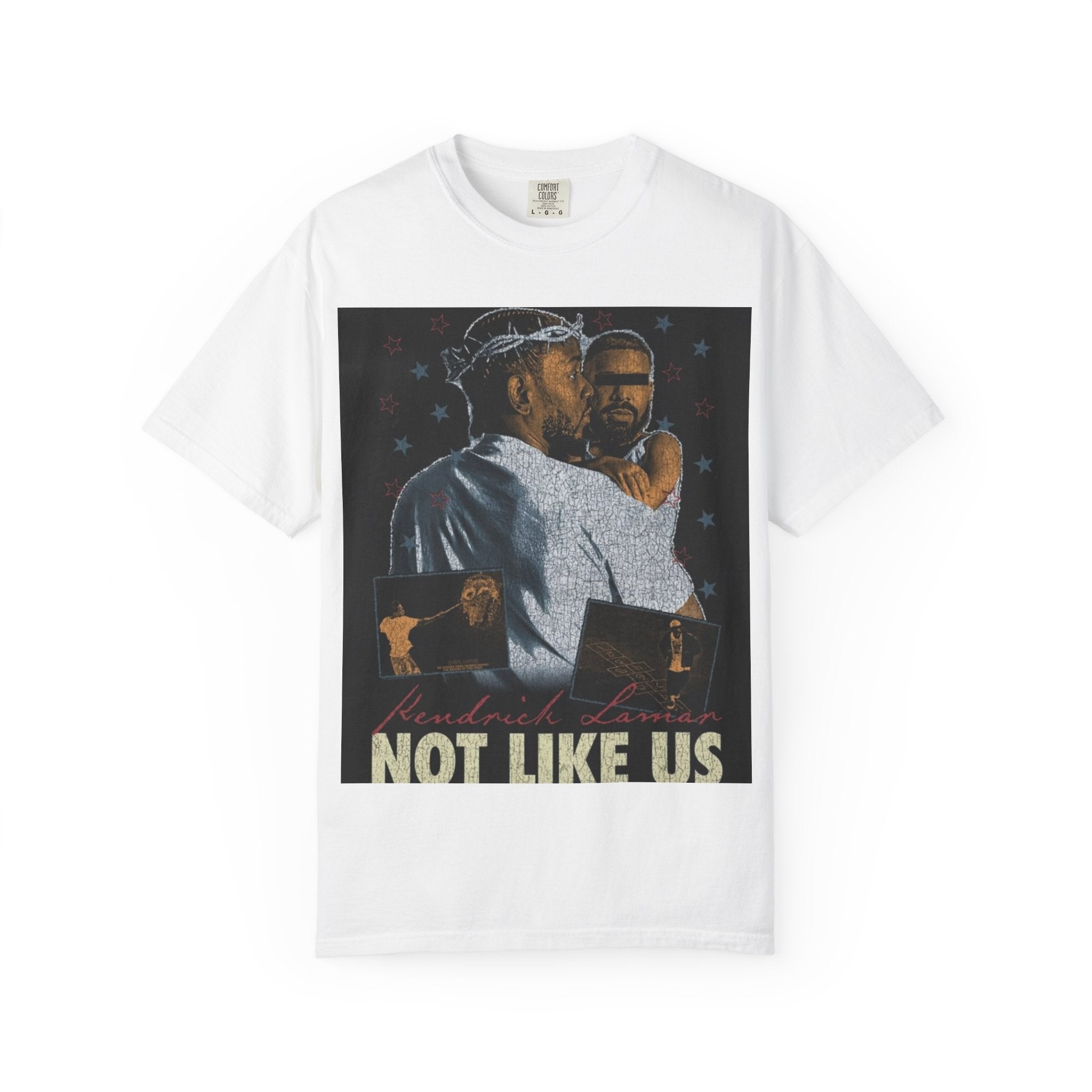 T-Shirt — 'Not Like Us' Graphic Tee (Vintage Religious Embrace Design)