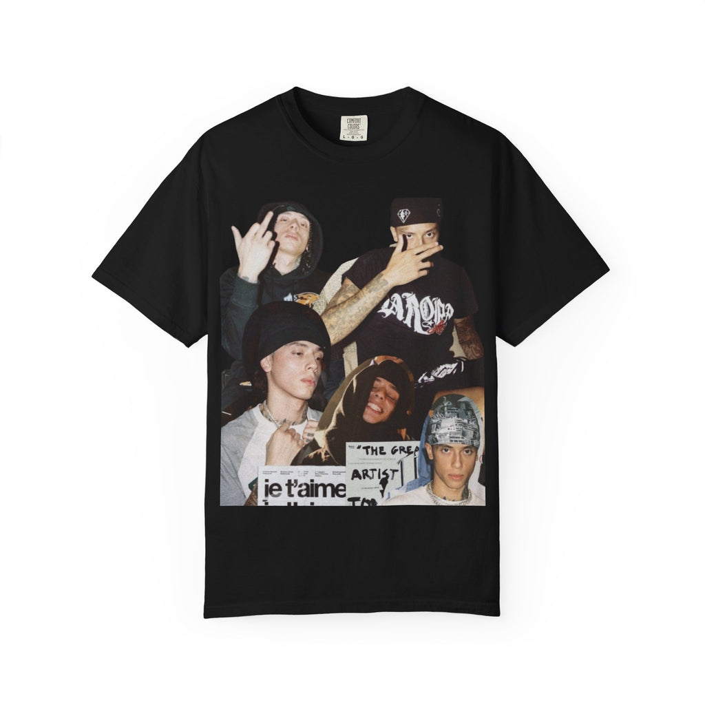 Rap Collage T-Shirt — Photo Band Graphic Tee (je t'aime)