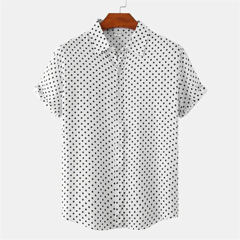 Fashion Solid Colored Dots Hawaiian Shirt Men Casual Short Sleeves Summer 3d Printed Button Blouse Tops Street Button Shirts