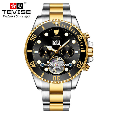 Tevise Men's automatic watch，fashion watch，waterproof watch，With calendar and night light，waterproof