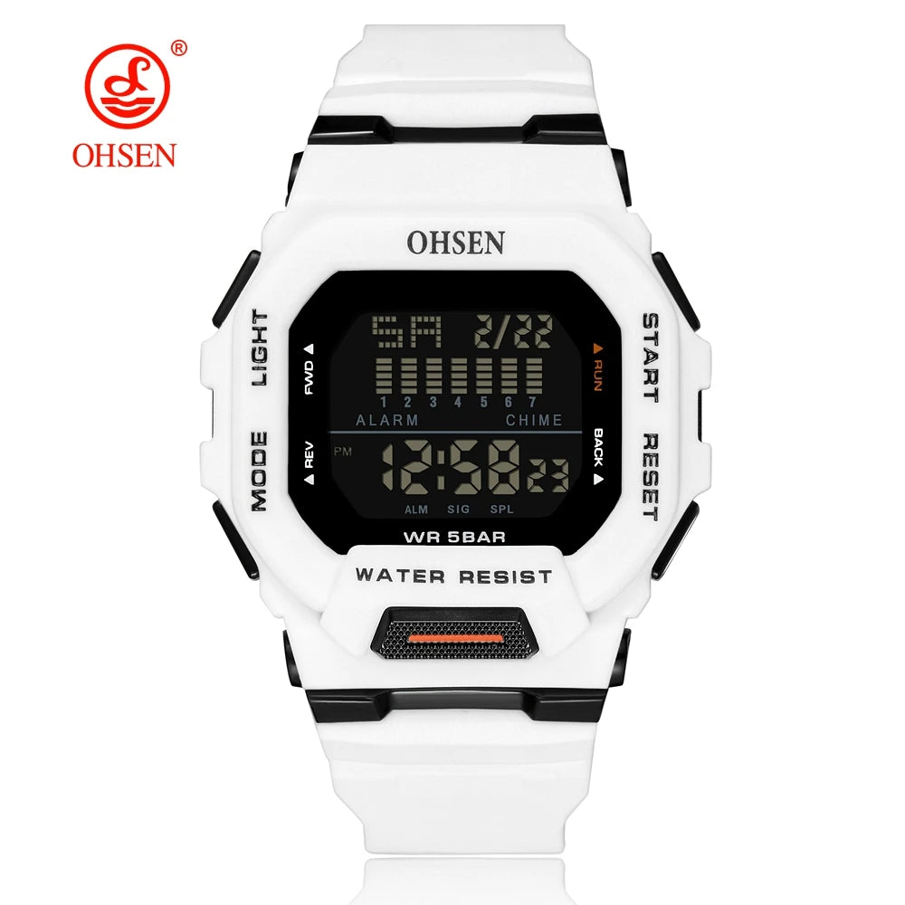 Fashion OHSEN Hombre Male Digital Watches 5ATM Dive Man Mens Sports Green Wristwatches Hand clocks Man Watch Reloj Masculino