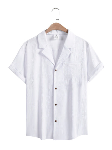 Summer Men’s Short Sleeve Shirt – Breathable Solid Color Button-Down for Business & Streetwear