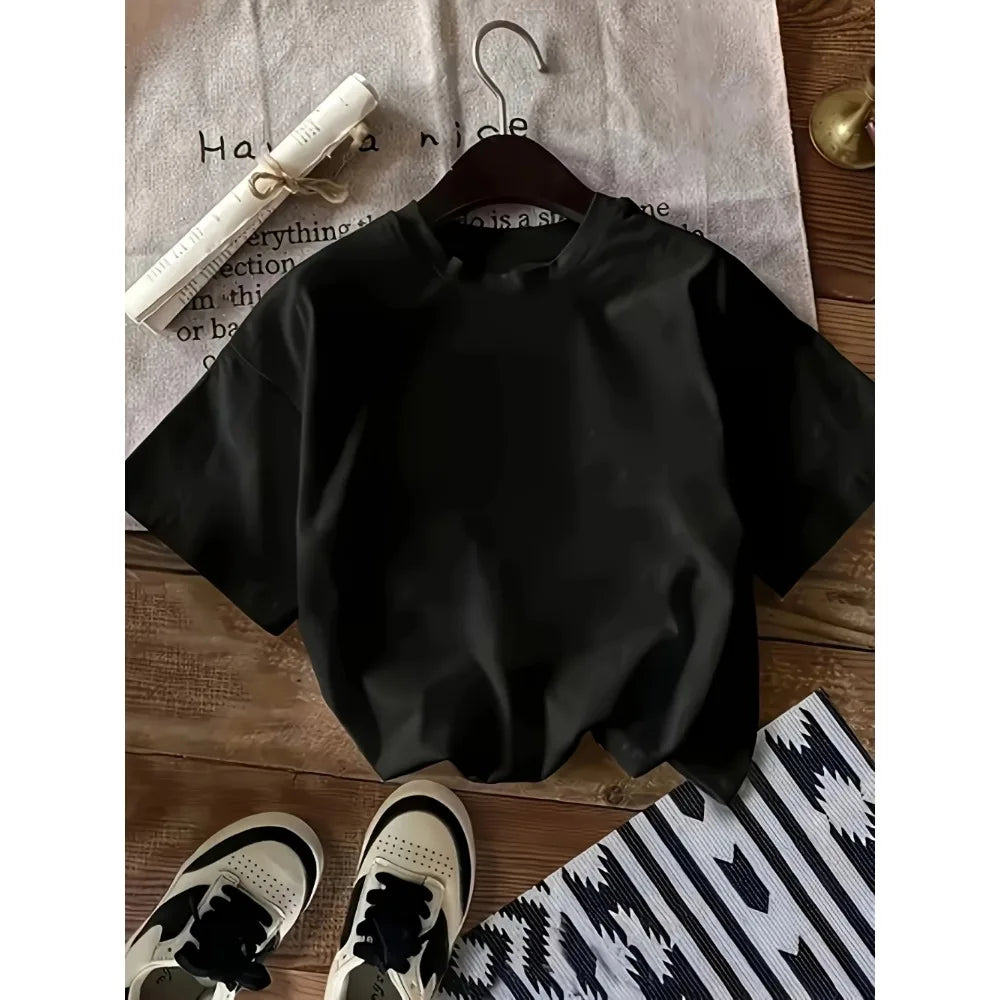 Casual Graphic Tee - Black Car Print with On Wheels Text Crew Neck All Season Comfort Fit Men's Women's T-Shirt Casual Clothes