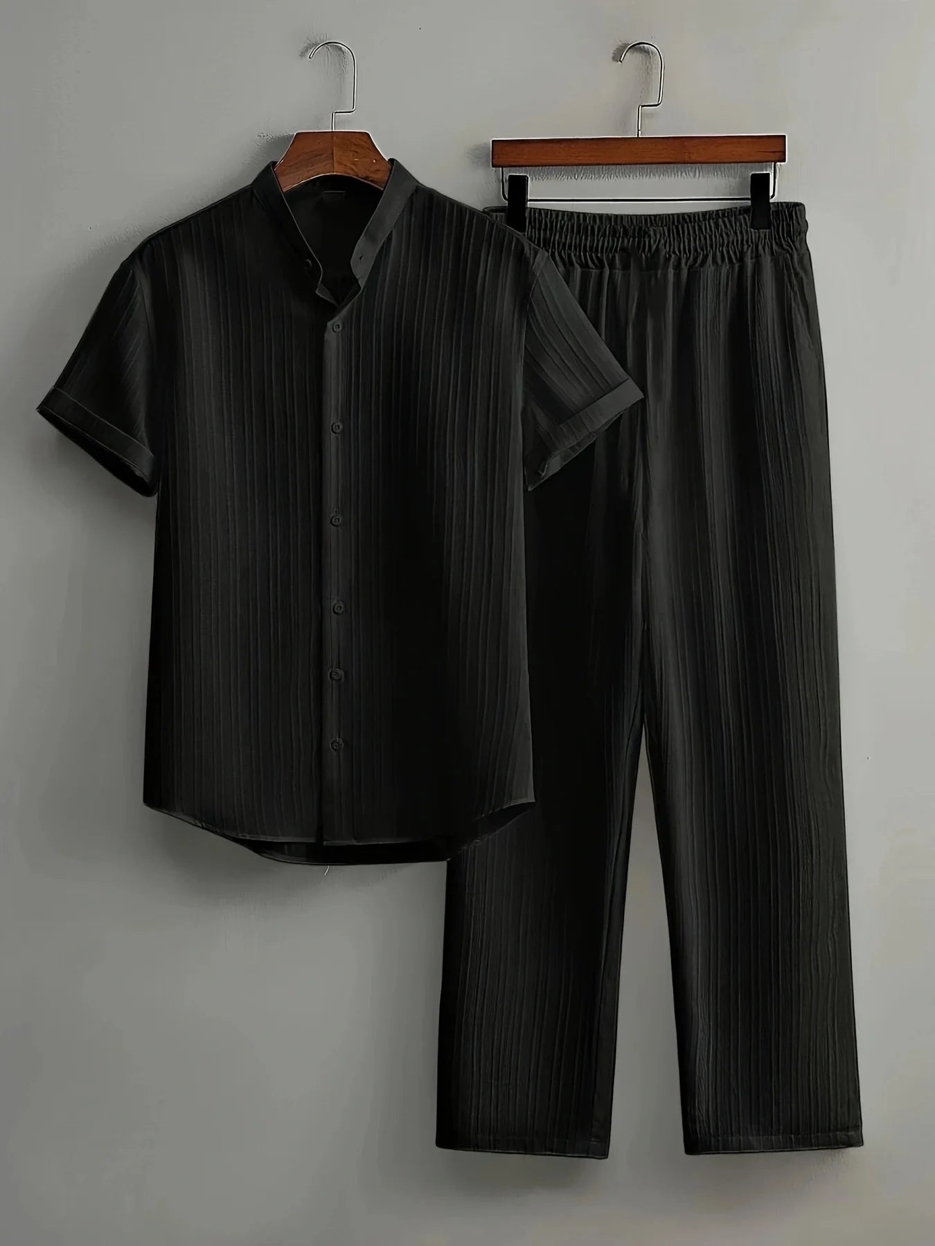 Men’s White Linen Two-Piece Outfit – Summer Short Sleeve Shirt & Drawstring Pants | Casual Travel & Outdoor Suit