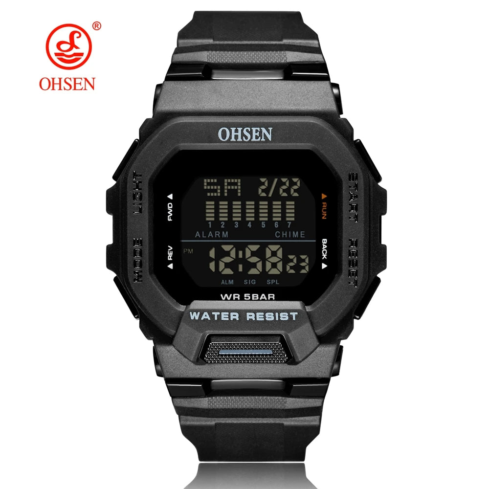 Fashion OHSEN Hombre Male Digital Watches 5ATM Dive Man Mens Sports Green Wristwatches Hand clocks Man Watch Reloj Masculino