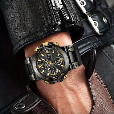 New Watches For Men Waterproof Clock Alarm Reloj Hombre LCD Dual Display Wristwatch Quartz Sports Mens Watch