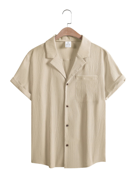 Summer Men’s Short Sleeve Shirt – Breathable Solid Color Button-Down for Business & Streetwear